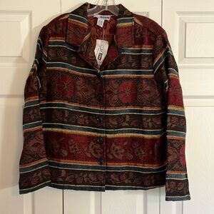 C.M. SHAPES Women’s Size Medium NWT Multicolor Jacquard Jacket Blazer H1